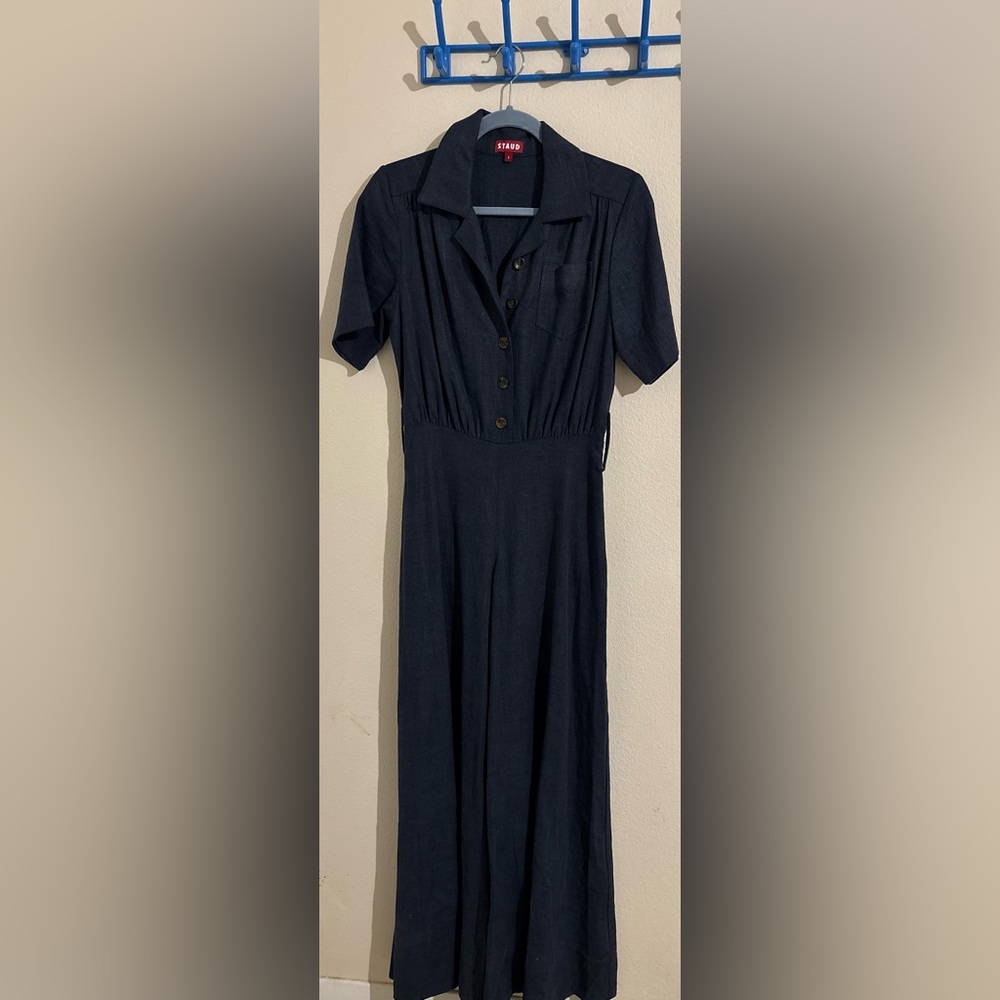 STAUD Linen Blend Jumpsuit
